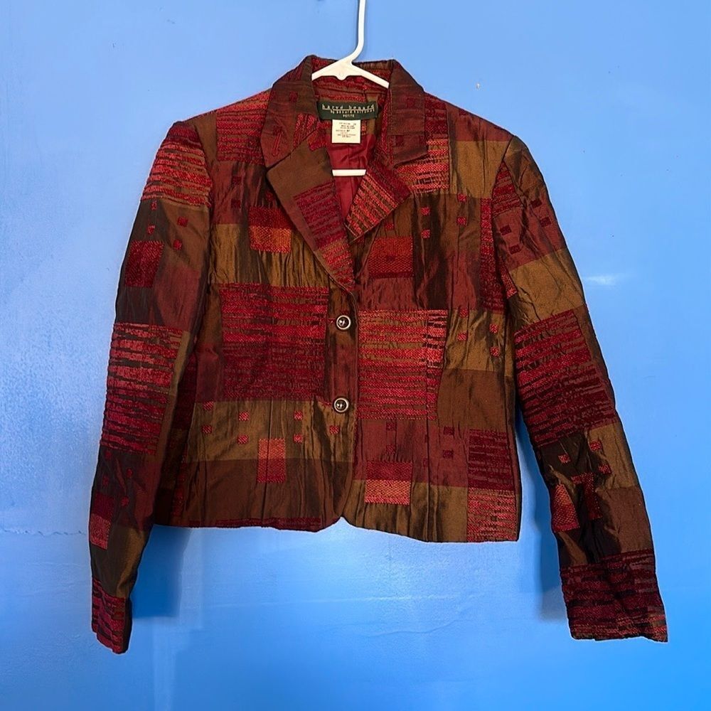 Harve Bernard by Bernard Heitzman Burgundy Blazer Jacket Women's Size 8